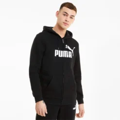 Sweatjacke Puma Essentials Big Logo Full Zip Hoodie Herren Black -Discounter Für Tennisausrüstung 3 pumapum 586698 01modelshot01
