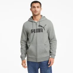 Sweatjacke Puma Essentials Big Logo Full Zip Hoodie Herren Blue -Discounter Für Tennisausrüstung 3 pumapum 586698 03modelshot01 1