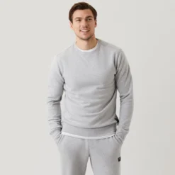 BJØRN BORG Pullover Bjrön Borg Crew Centre Light Grey Melange Herren